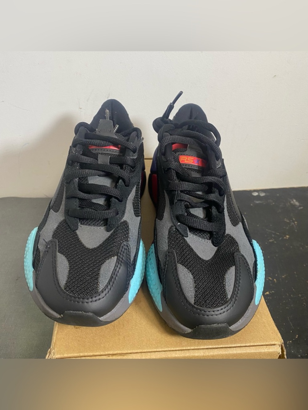 Size 6Y- Puma Rs-X3 Puzzle Black Red